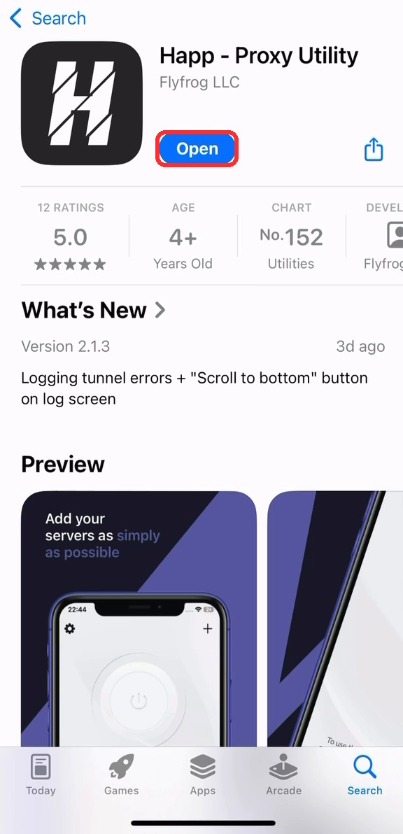 Страница Happ в App Store